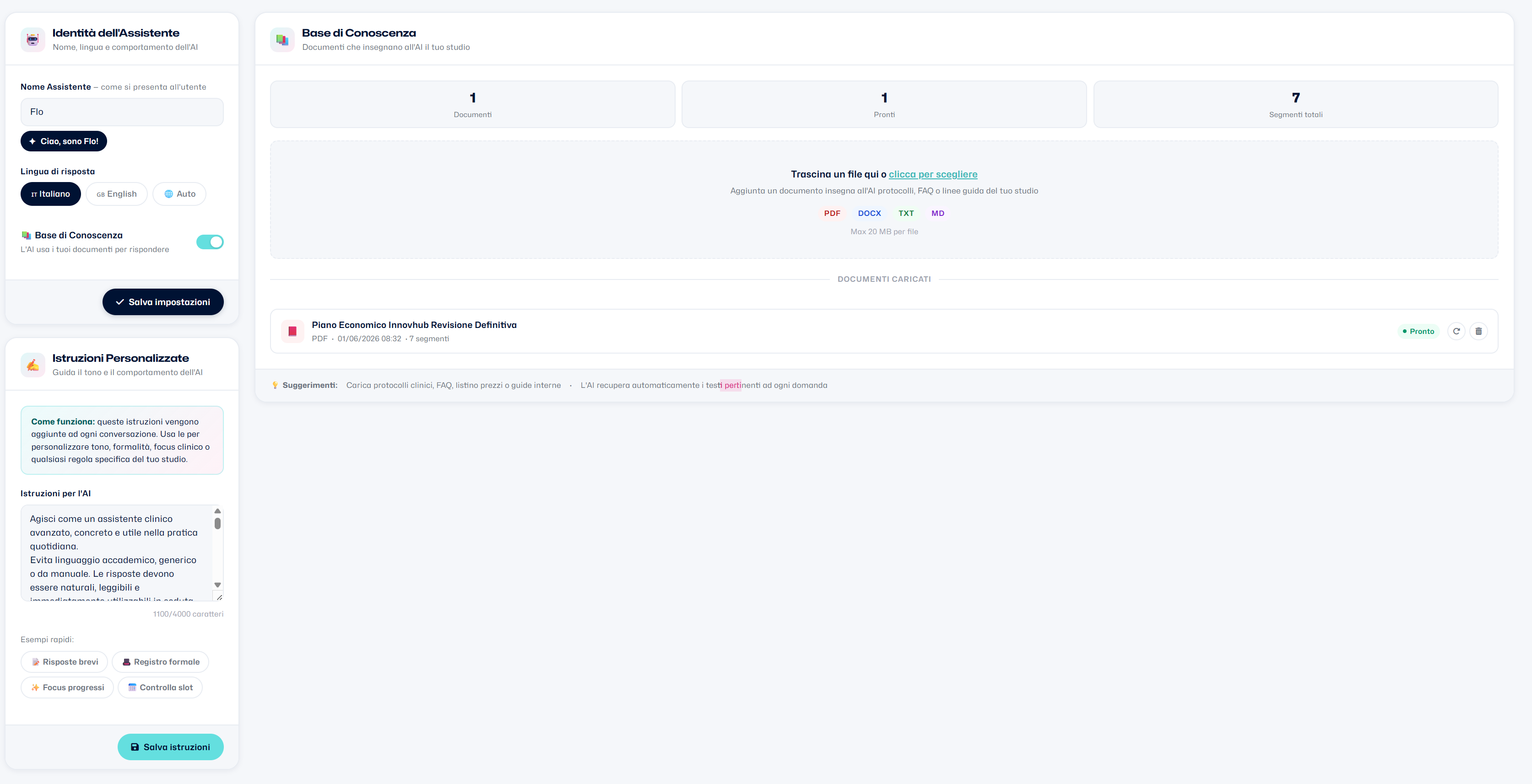 Impostazioni AI